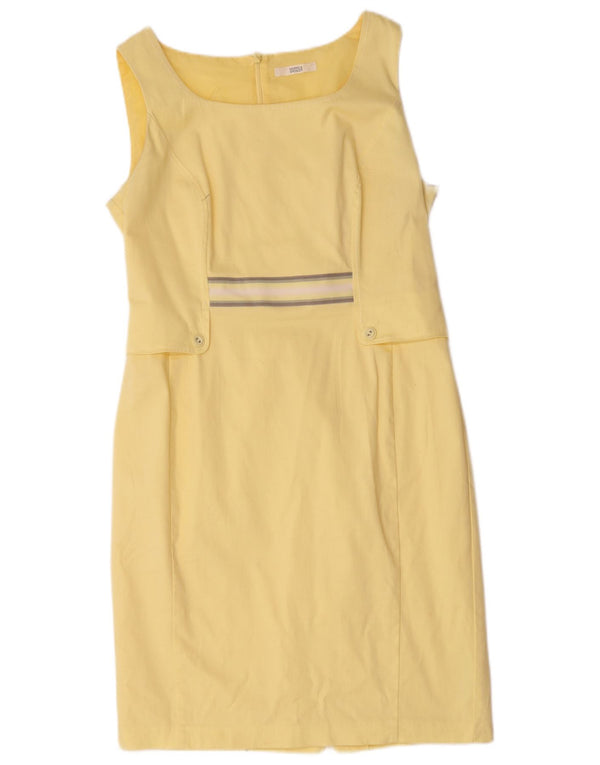 Vestido feminino Marks & Spencer com bainha sem mangas Reino Unido 14 grande algodão amarelo