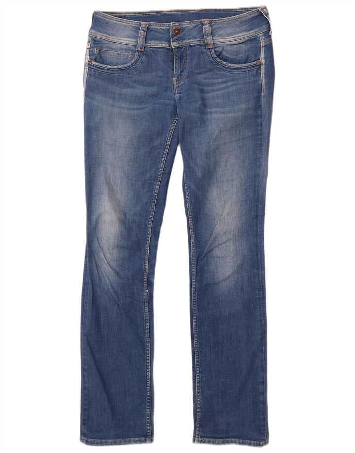 PEPE Jeans feminino jeans reto W32 L34 azul algodão