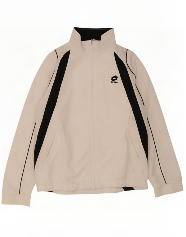 Lotto Mens Tracksuit Top Jacket Medium White Colourblock Polyester