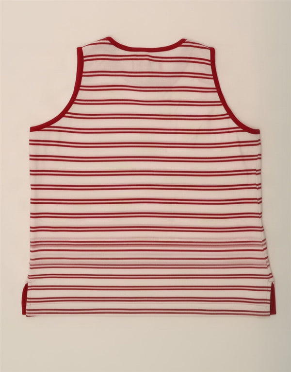 Colete feminino Marks & Spencer UK 16 grande algodão listrado vermelho