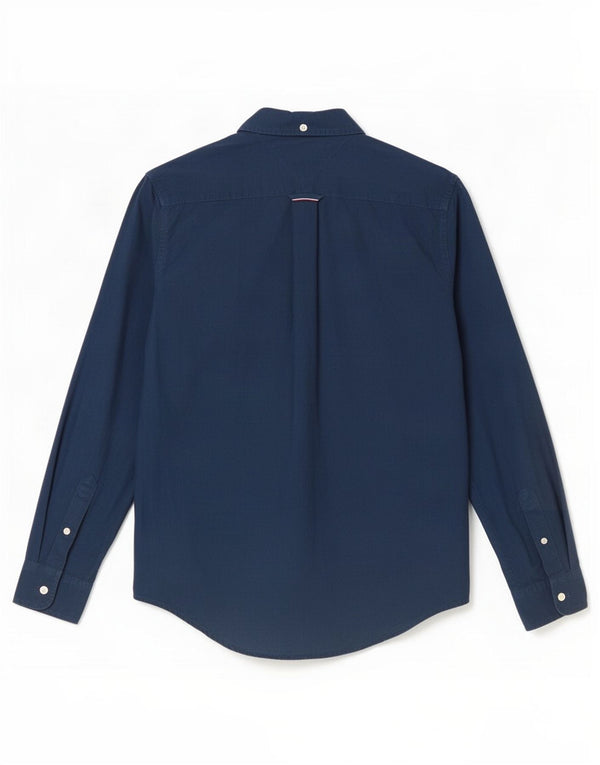 Camisa masculina Tommy Hilfiger pequena algodão azul marinho