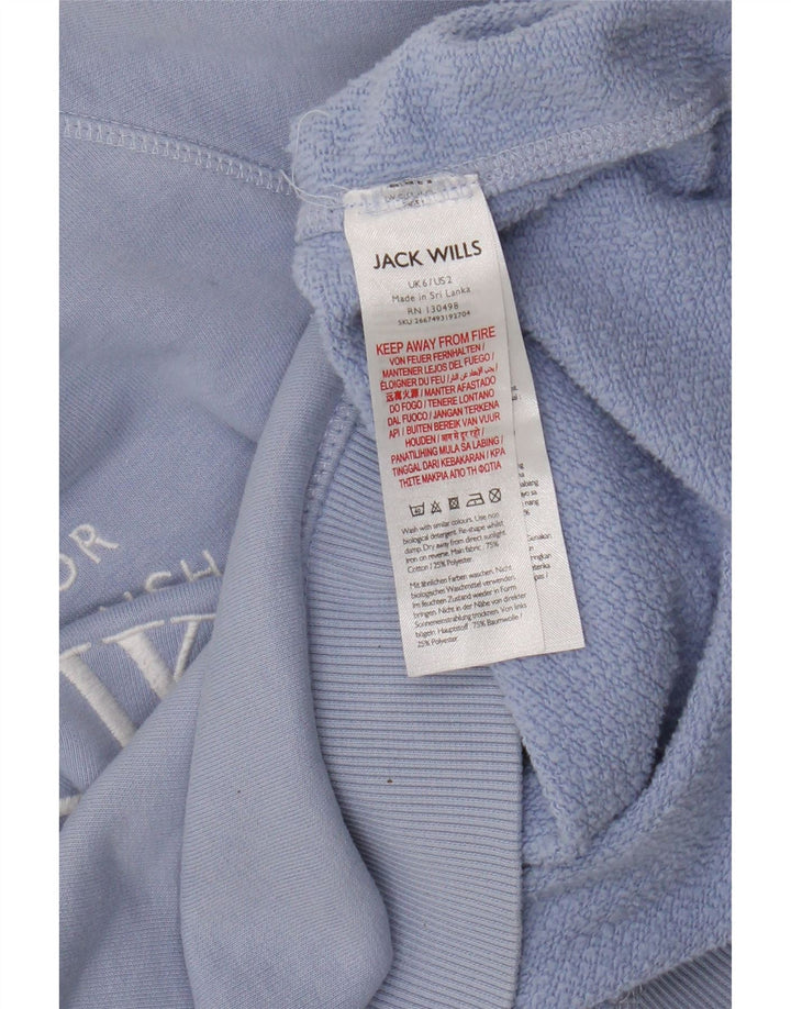 Jack Wills moletom feminino grande com estampa gráfica UK 6 XS algodão azul