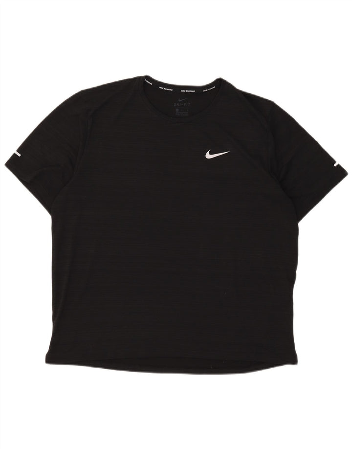Camiseta masculina Nike Dri Fit grande poliéster listrado preto