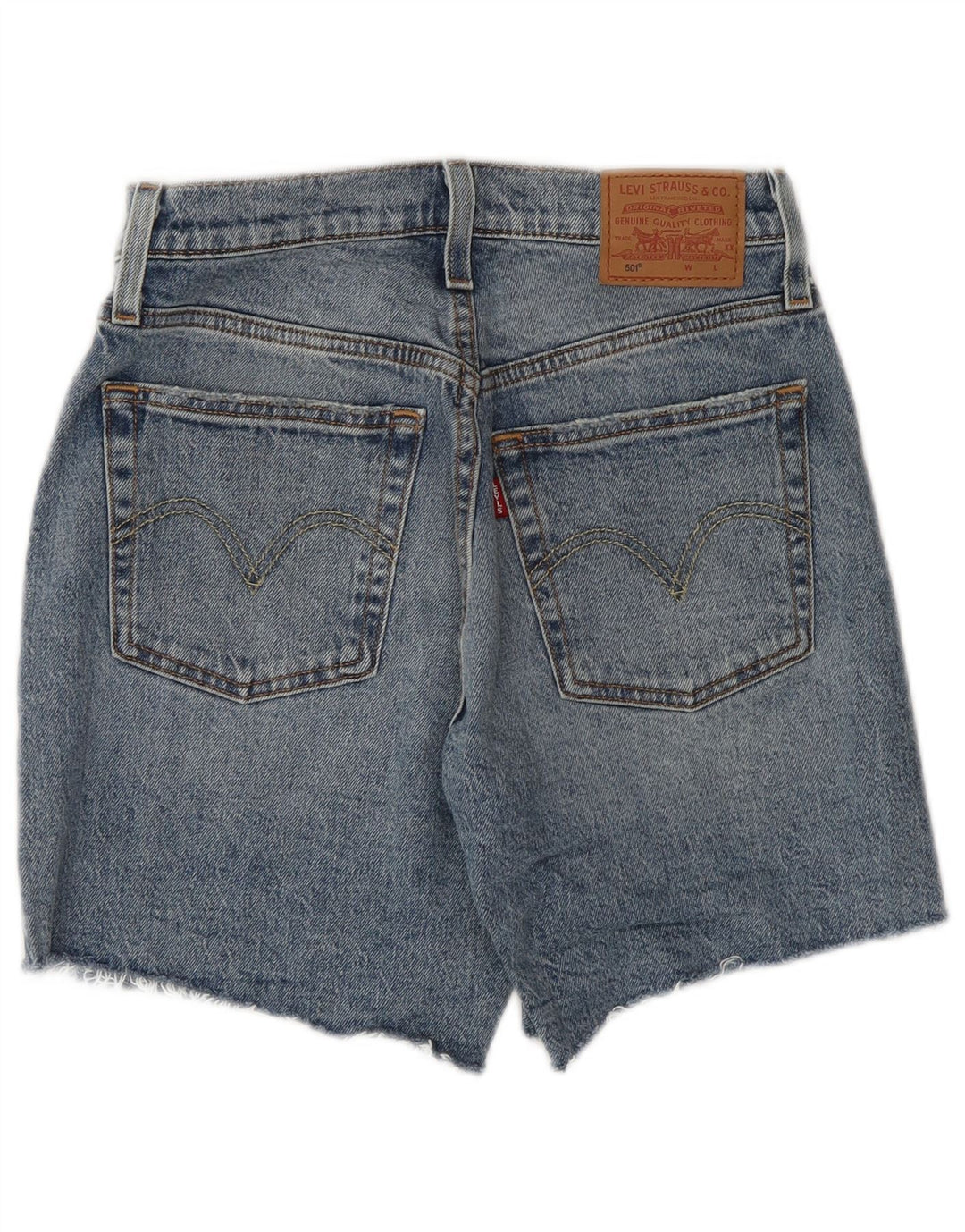 Shorts jeans feminino Levi's 501 desgastado W26 pequeno azul