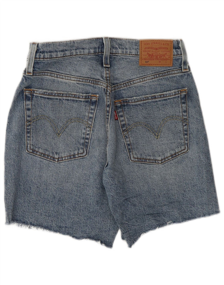 Shorts jeans feminino Levi's 501 desgastado W26 pequeno azul