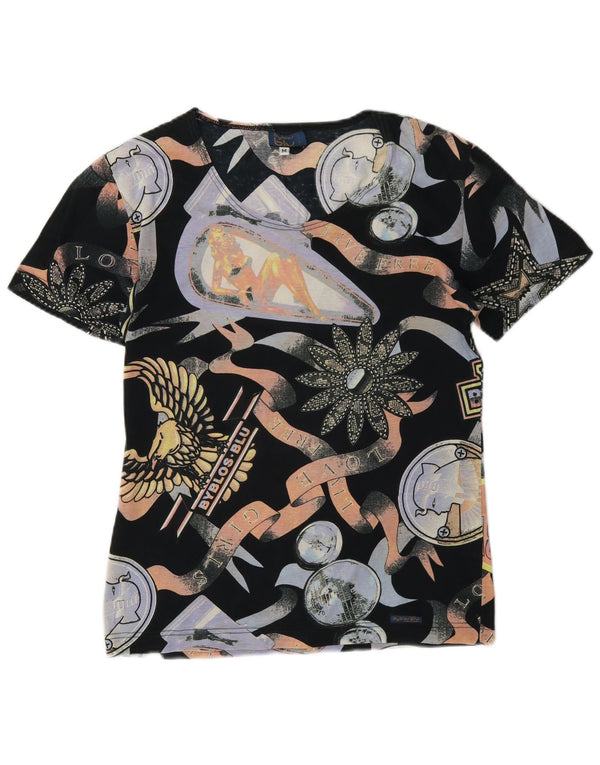Camiseta feminina gráfica Byblos UK 12 algodão multicolorido médio