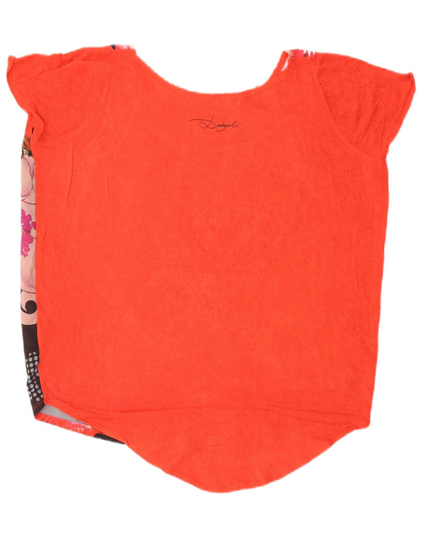 Desigual Camiseta Feminina Crazy Pattern Oversized Top UK 10 Pequeno Floral Vermelho