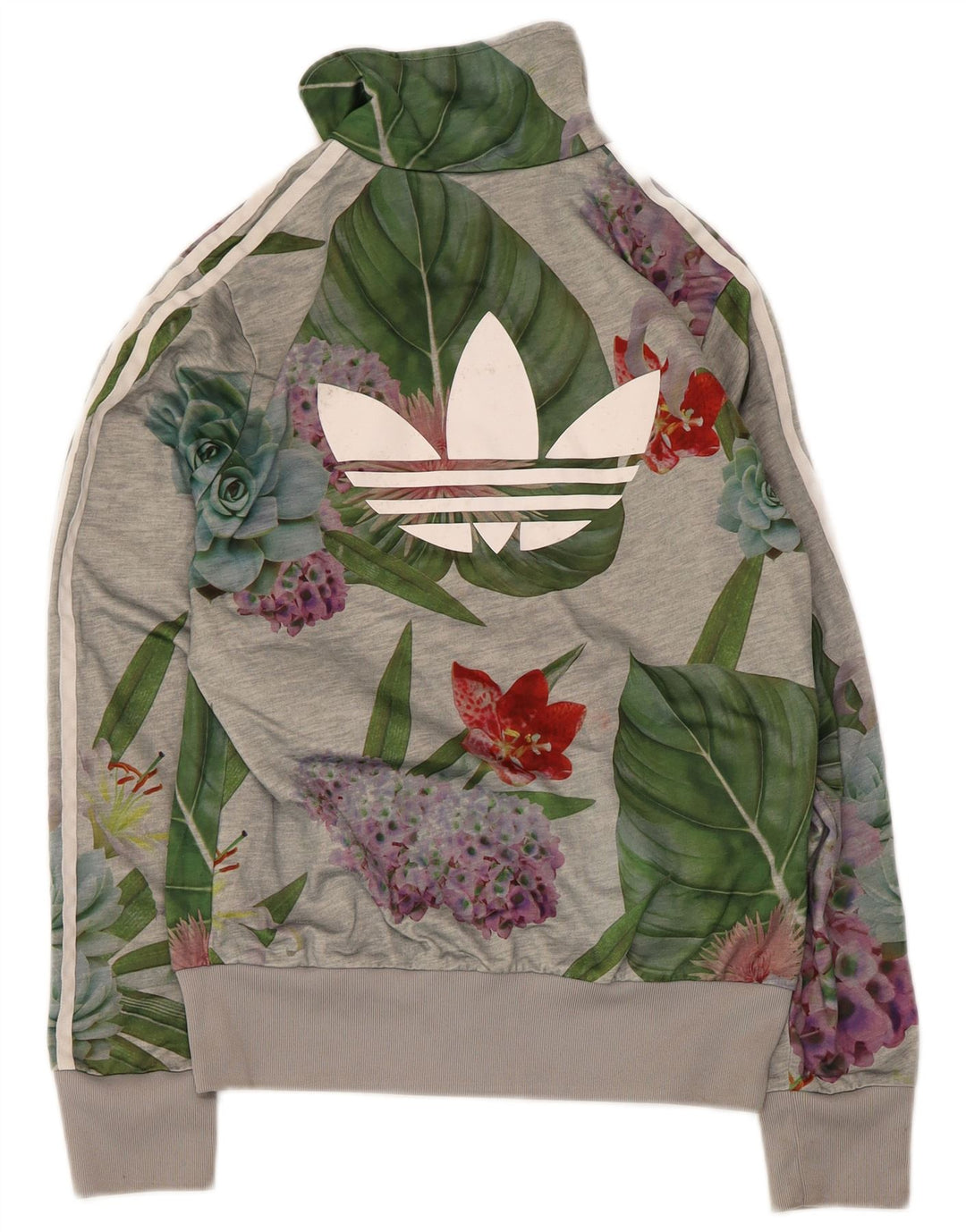 Jaqueta Adidas Feminina Graphic Tracksuit UK 14 Médio Cinza Floral
