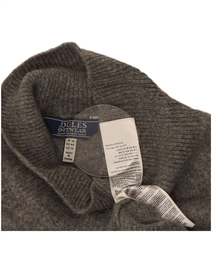 JOULES Suéter feminino grande com gola de tartaruga Reino Unido 18 XL lã cinza