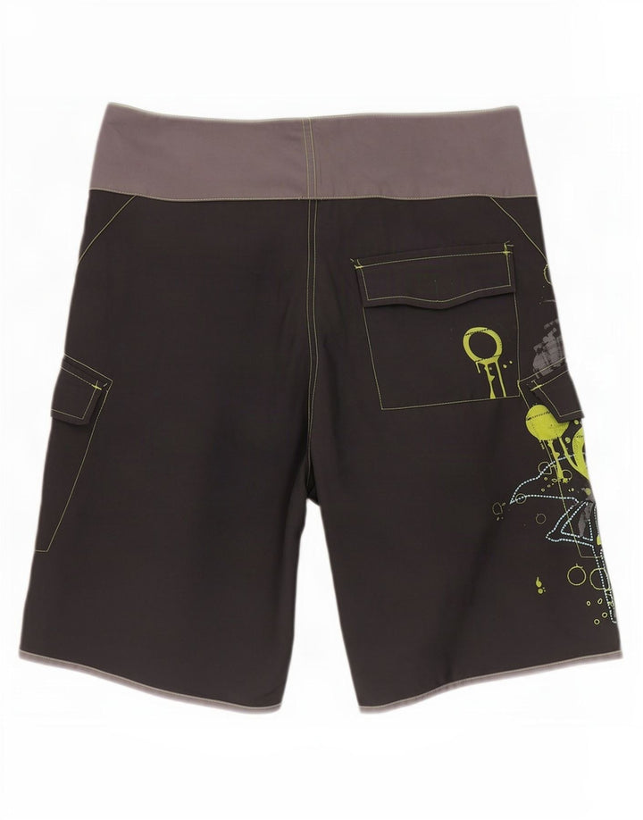 Shorts de natação masculinos Adidas Graphic cinza médio colorblock poliéster