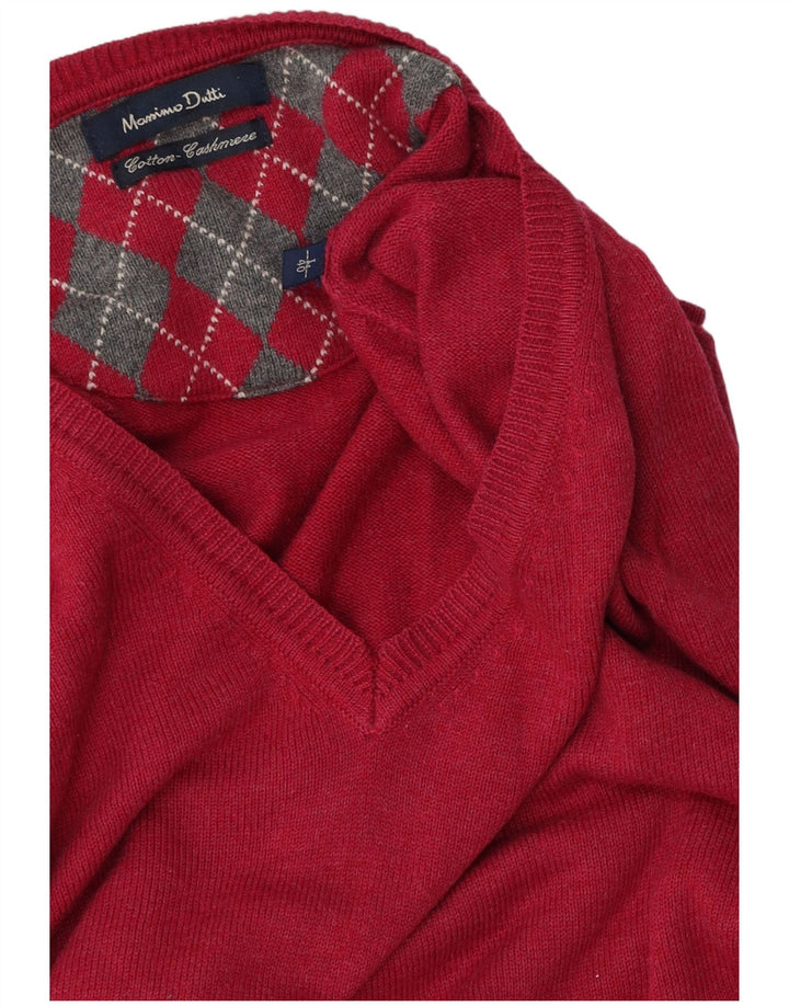 Suéter masculino Massimo Dutti com decote em V grande algodão rosa