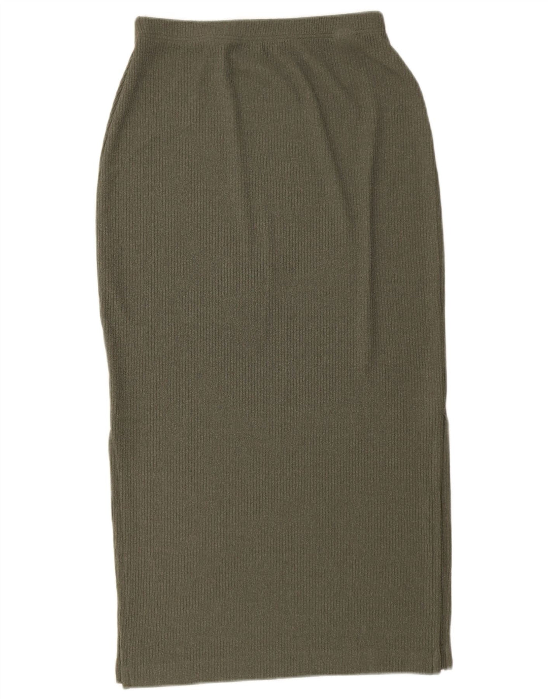 Saia midi de malha feminina Marks & Spencer Reino Unido 12 médio W28 poliéster cáqui