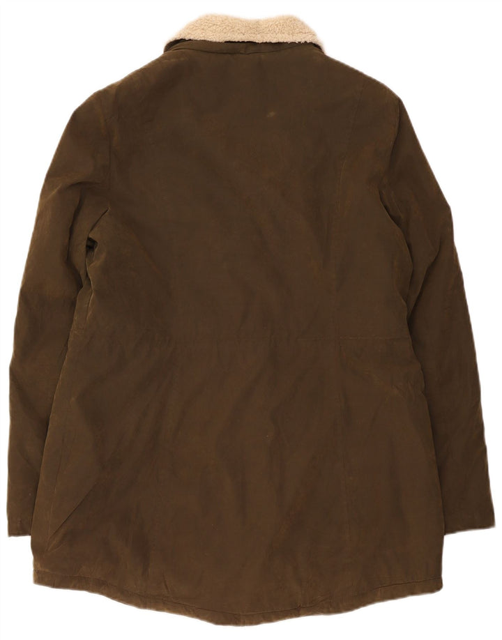 Jaqueta feminina Sherpa Parka Nautica Reino Unido 16 grande poliéster cáqui
