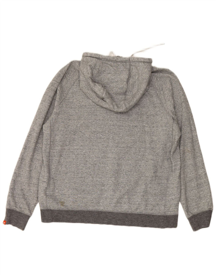 NIKE Mens Zip Neck Hoodie Jumper Grande Algodão Cinza