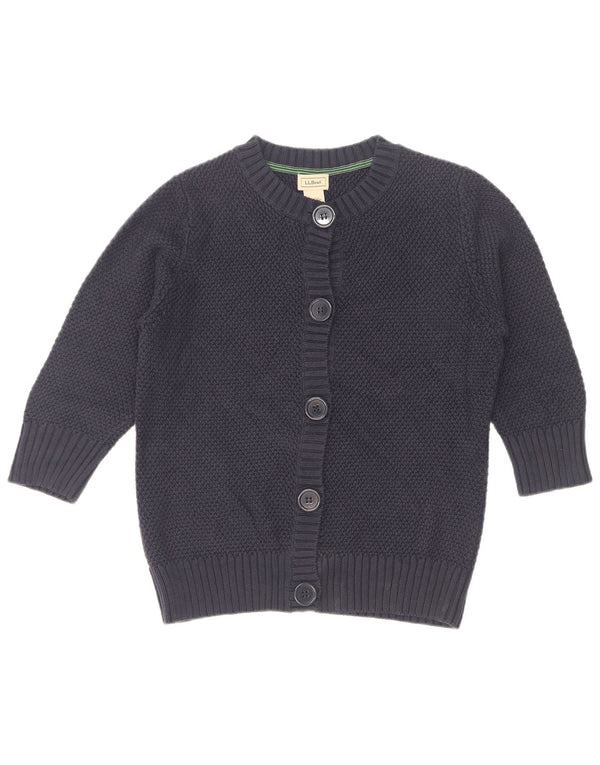 Suéter cardigã feminino L.L.Bean manga 3/4 Reino Unido 14 algodão azul marinho médio