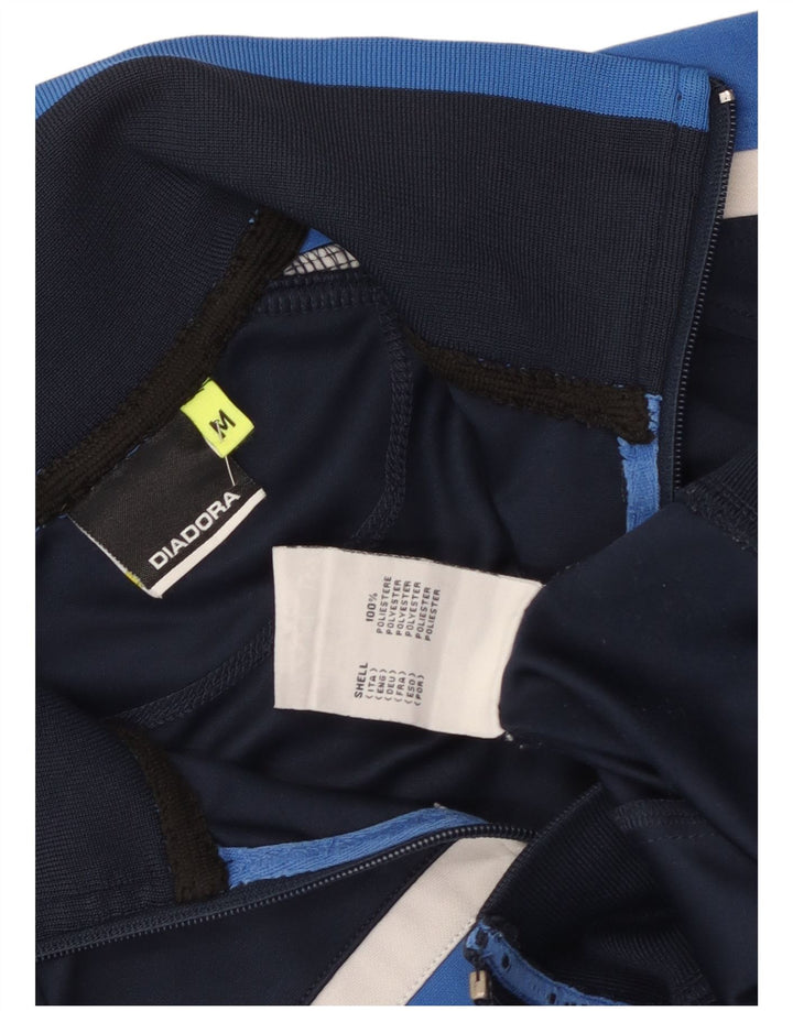 Diadora Womens Tracksuit Top Jacket UK 14 Medium Navy Blue Colourblock