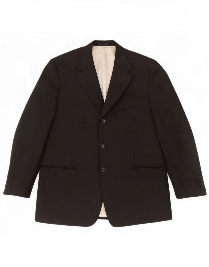 Jaqueta blazer masculina de 3 botões Marks & Spencer Reino Unido 44 XL lã preta