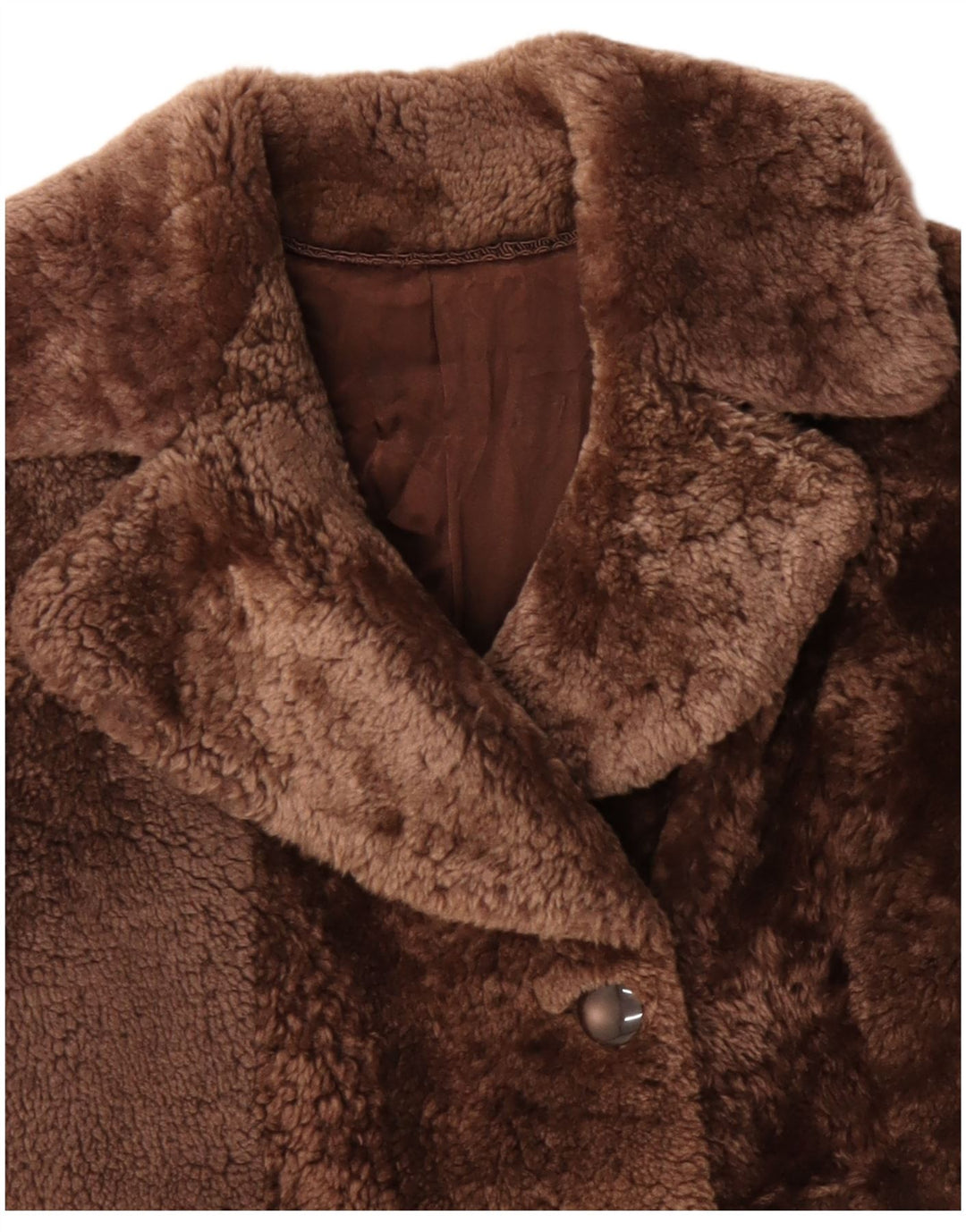 Jaqueta feminina de shearling com peito duplo Anfor IT 44 marrom médio