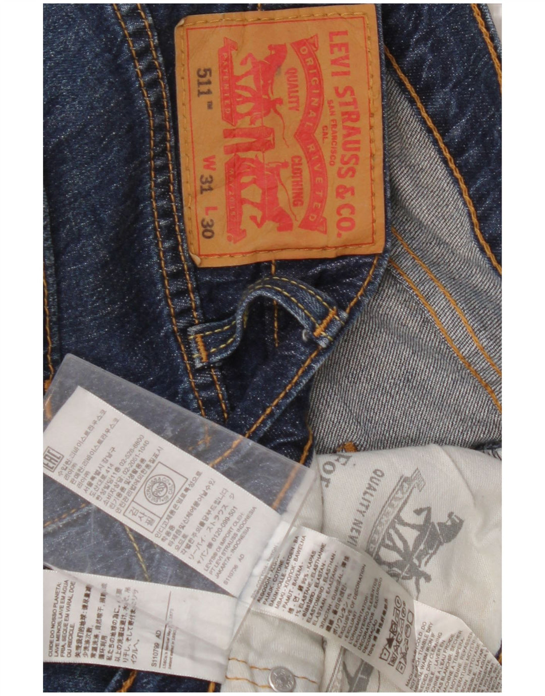 LEVI'S Masculino 511 Tapered Jeans W31 L27 Azul Algodão