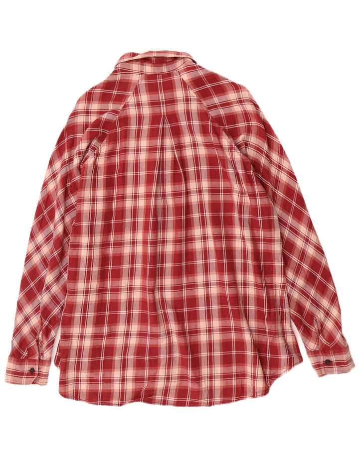 EDDIE BAUER Camisa feminina de flanela com palangre de ajuste solto Reino Unido 14 xadrez vermelho médio