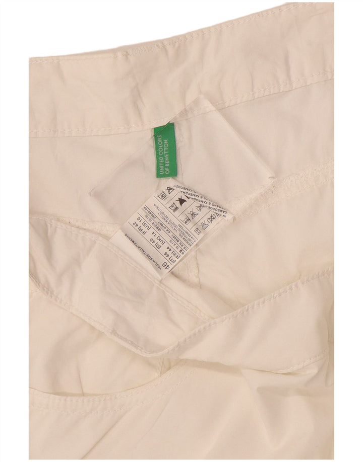 Shorts casuais femininos BENETTON UK 14 grandes W38 algodão branco