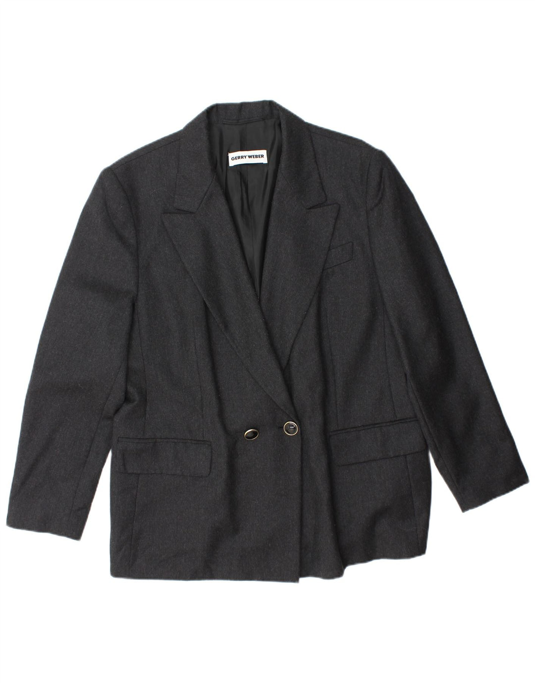 Jaqueta blazer feminina GERRY WEBER com peito duplo IT 42 lã cinza médio