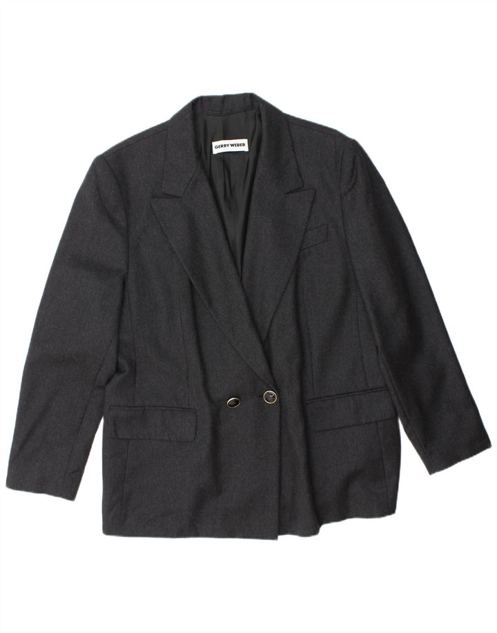 Jaqueta blazer feminina GERRY WEBER com peito duplo IT 42 lã cinza médio