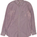 Camisa masculina LACOSTE tamanho 39 algodão listrado roxo médio