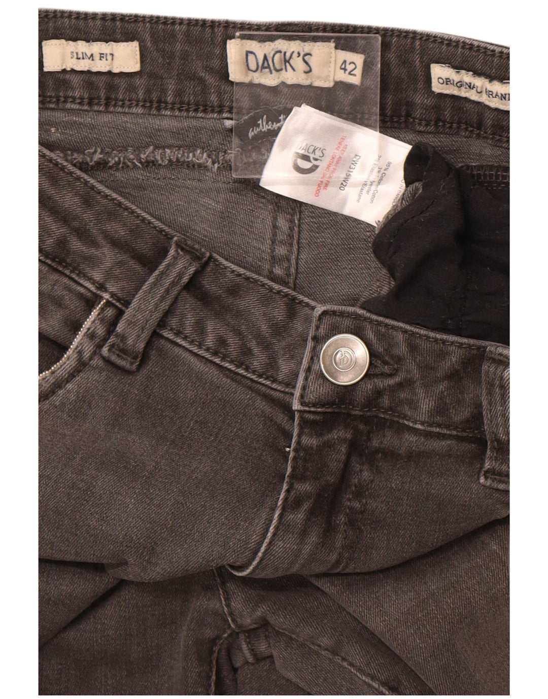 DACK'S Jeans Slim Feminino IT 42 Médio W28 L28 Algodão Cinza