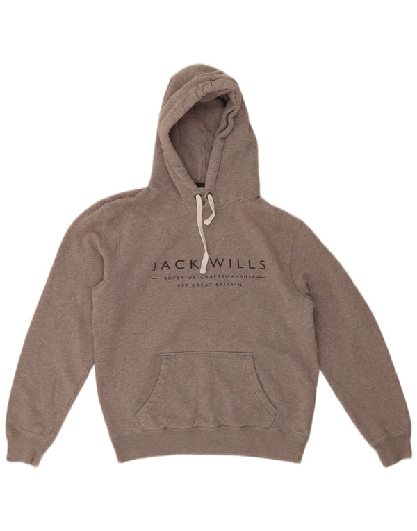 JACK WILLS Suéter feminino com capuz grande e gráfico UK 6 XS algodão cinza