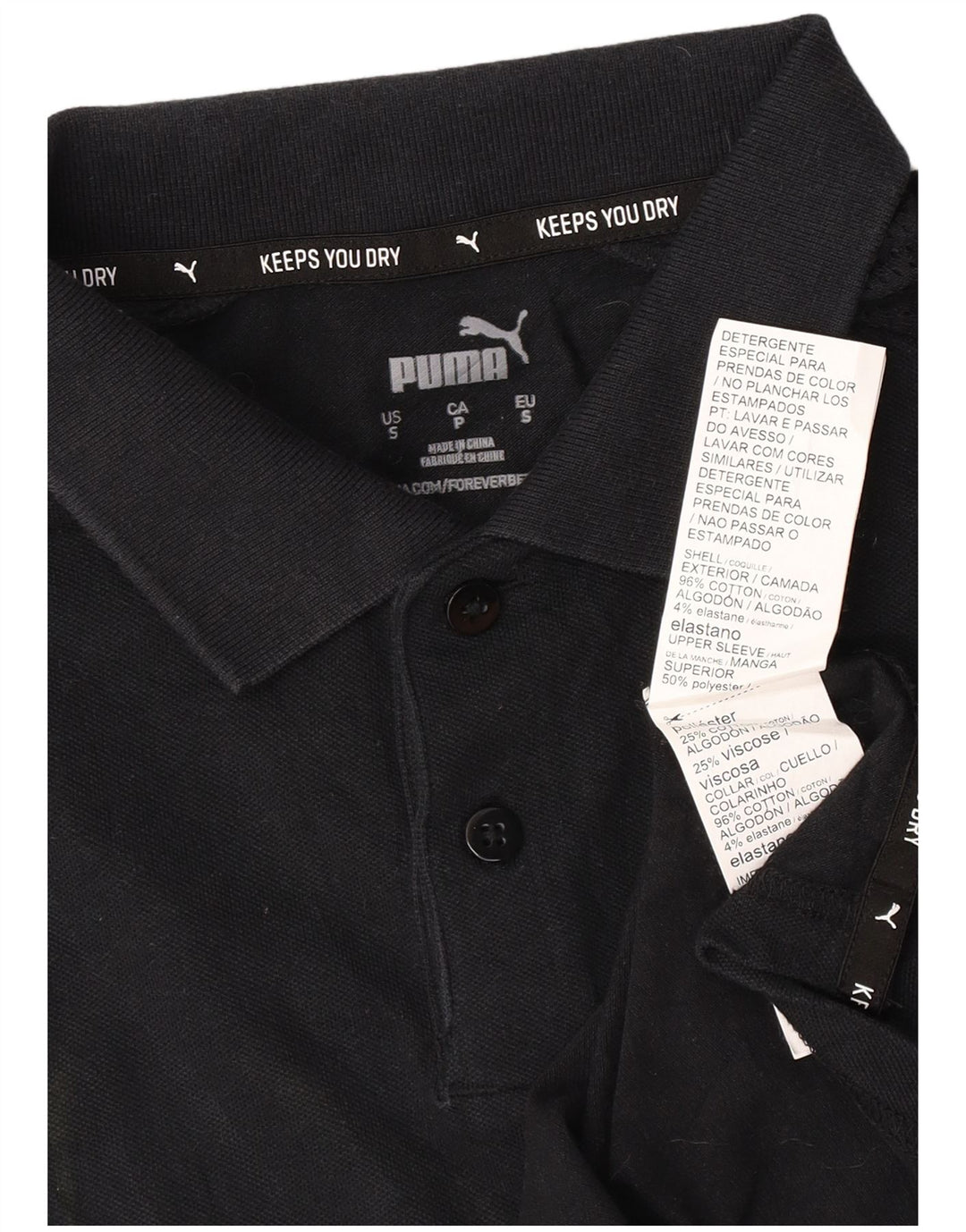Camisa polo masculina Puma pequena algodão preto