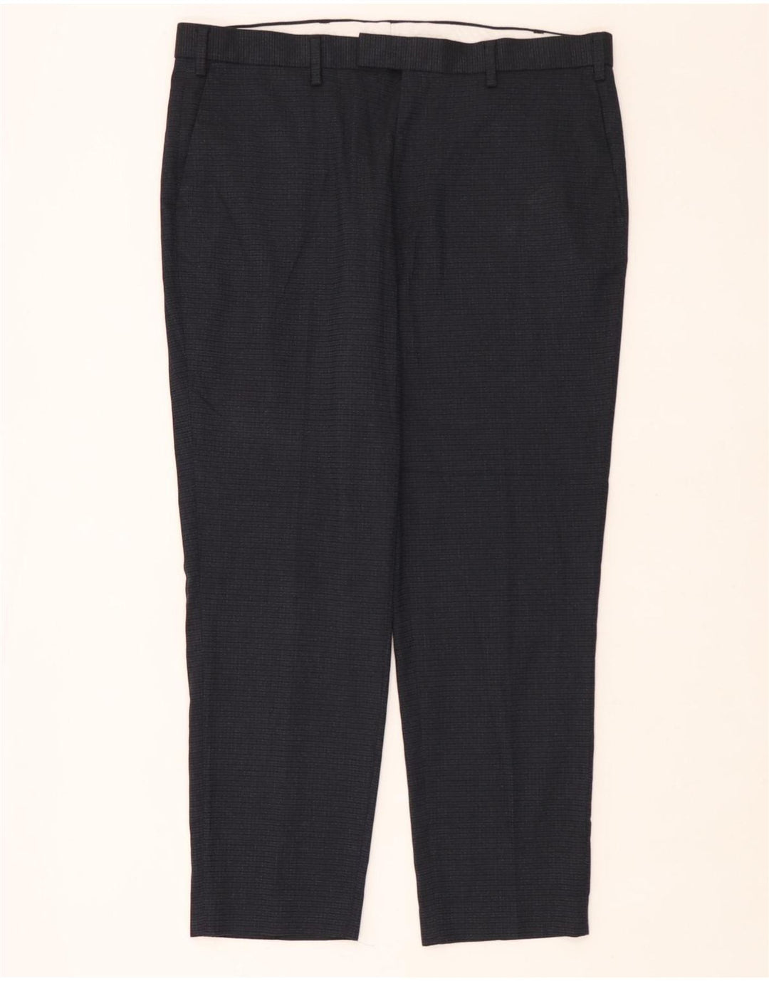 Calça casual reta masculina Marks & Spencer W38 L29 poliéster azul marinho