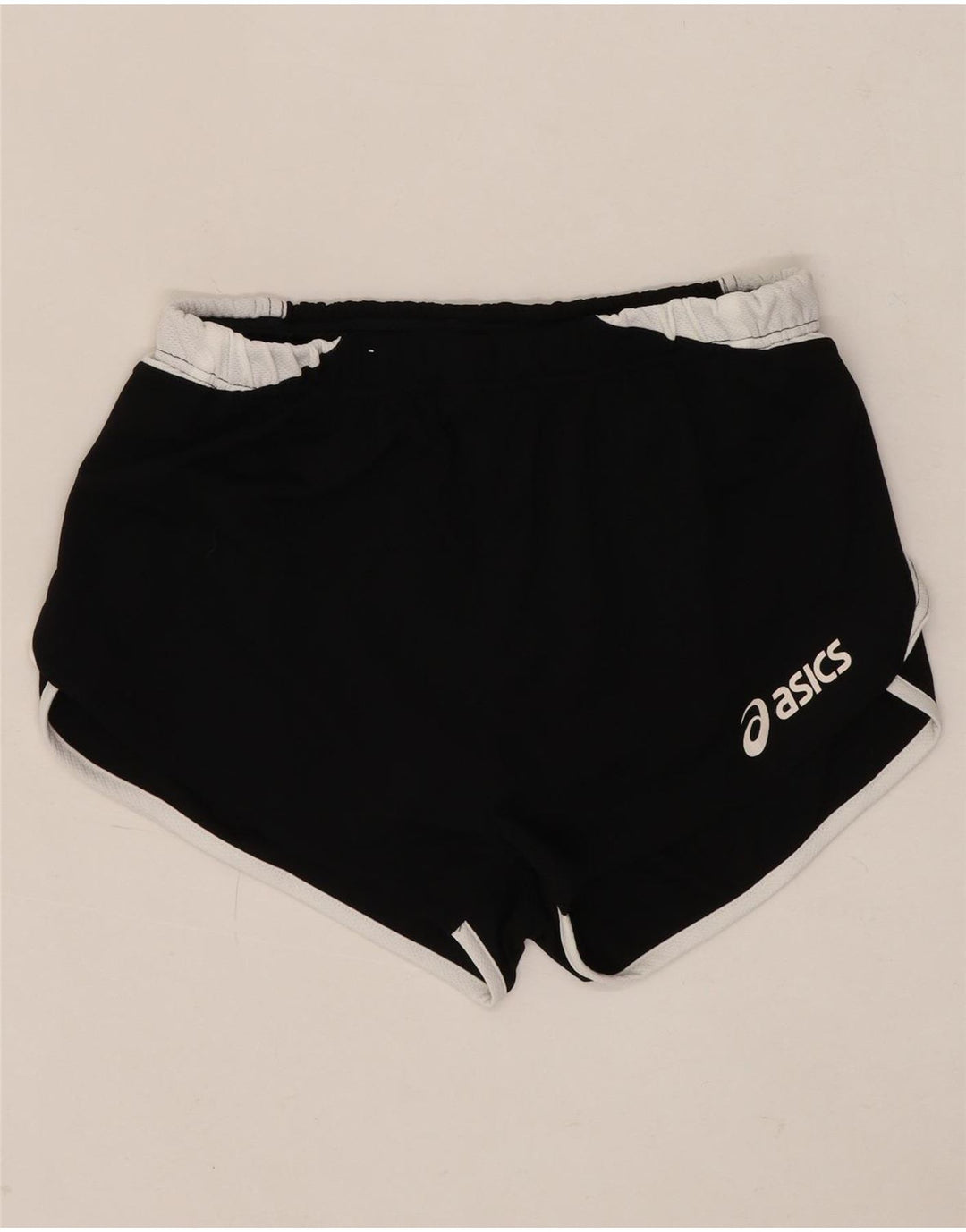 Shorts esportivos femininos ASICS UK 14 médio preto colorblock poliéster