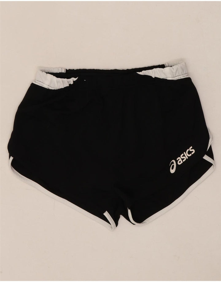 Shorts esportivos femininos ASICS UK 14 médio preto colorblock poliéster