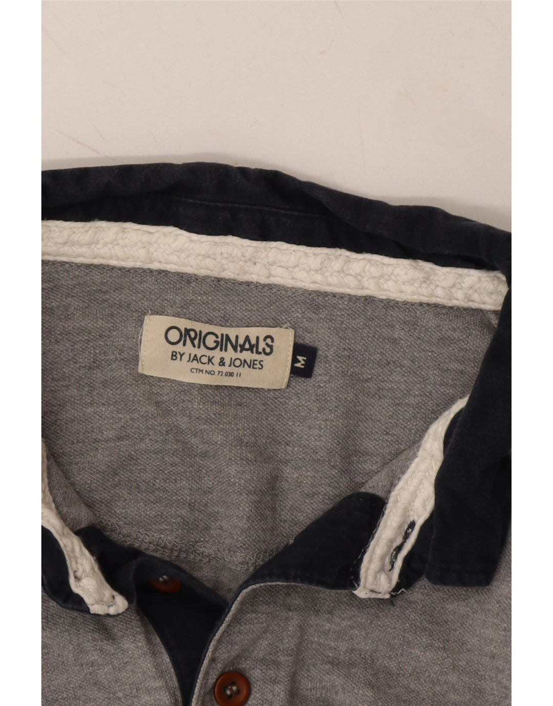 JACK & JONES Mens Originals Polo Shirt Medium Grey Cotton Vintage Jack & Jones and Second-Hand Jack & Jones from Messina Hembry 