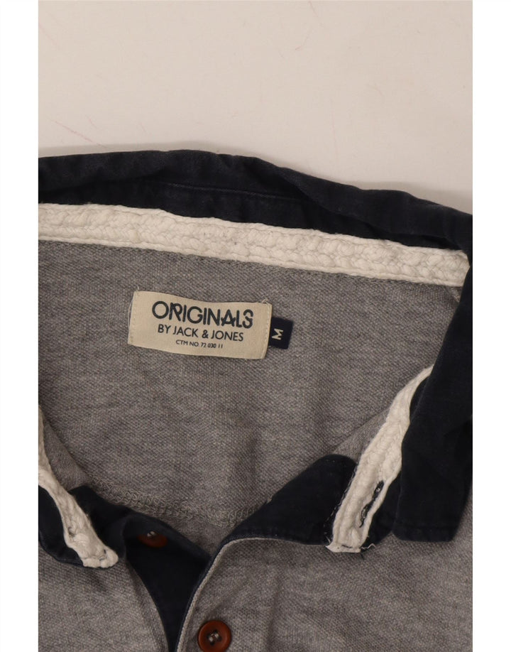 JACK & JONES Mens Originals Polo Shirt Medium Grey Cotton Vintage Jack & Jones and Second-Hand Jack & Jones from Messina Hembry 
