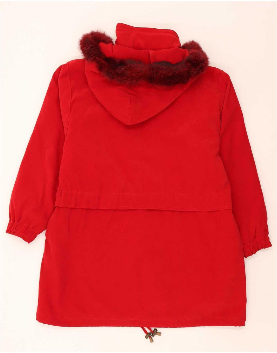 Jaqueta Parka de grandes dimensões com capuz feminino vintage Reino Unido 18 XL poliéster vermelho
