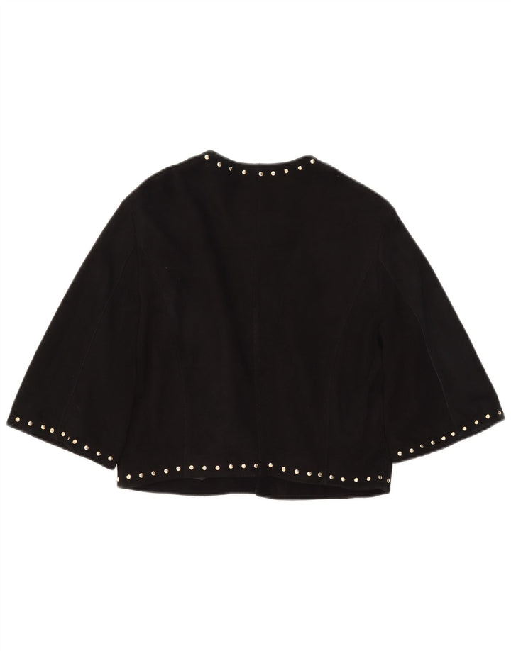 Jaqueta Bolero feminina Tenax manga 3/4 em camurça IT 44 couro preto médio