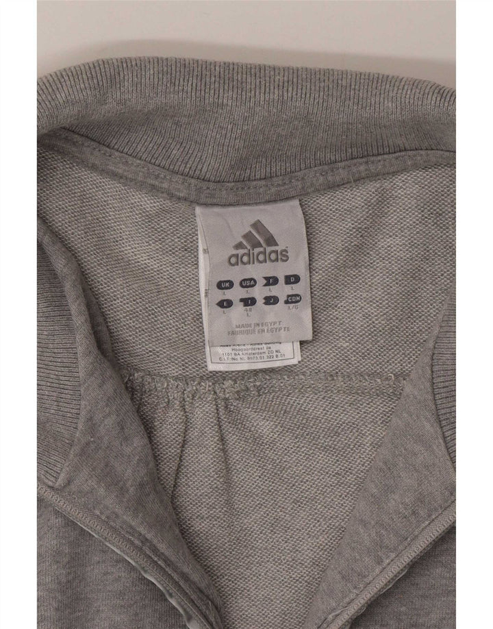Adidas Womens Tracksuit Top Jacket UK 16 Grande Cinza Algodão