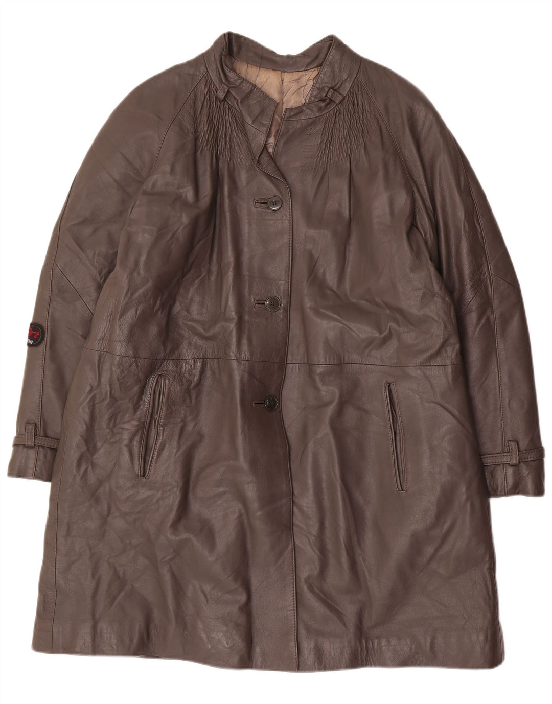 Casaco de couro feminino vintage IT 48 XL cinza