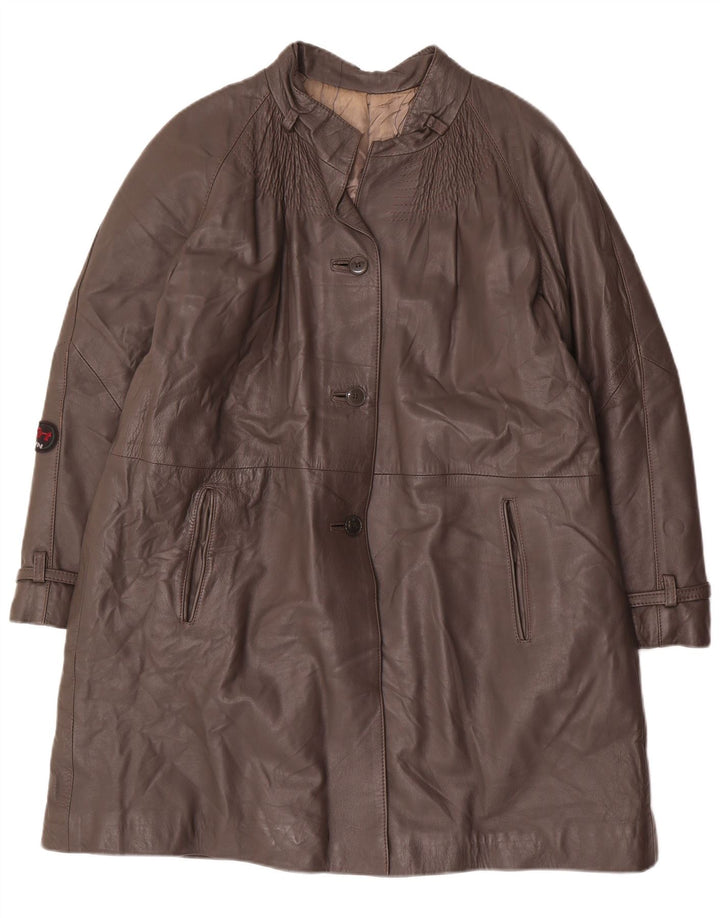 Casaco de couro feminino vintage IT 48 XL cinza
