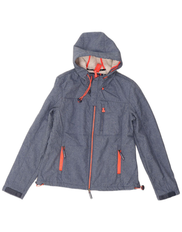 Jaqueta corta-vento feminina Superdry The Windtrekker com capuz Reino Unido 14 azul médio