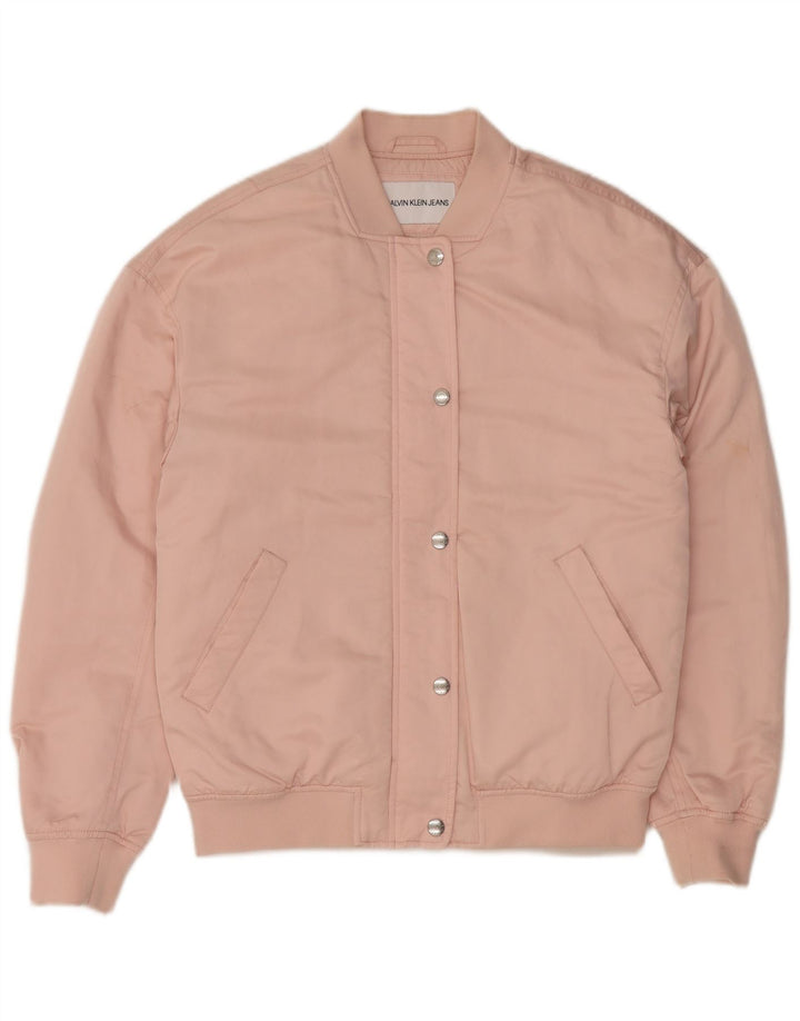 CALVIN KLEIN JEANS Jaqueta Bomber Feminina Oversized Reino Unido 10 Pequena Rosa