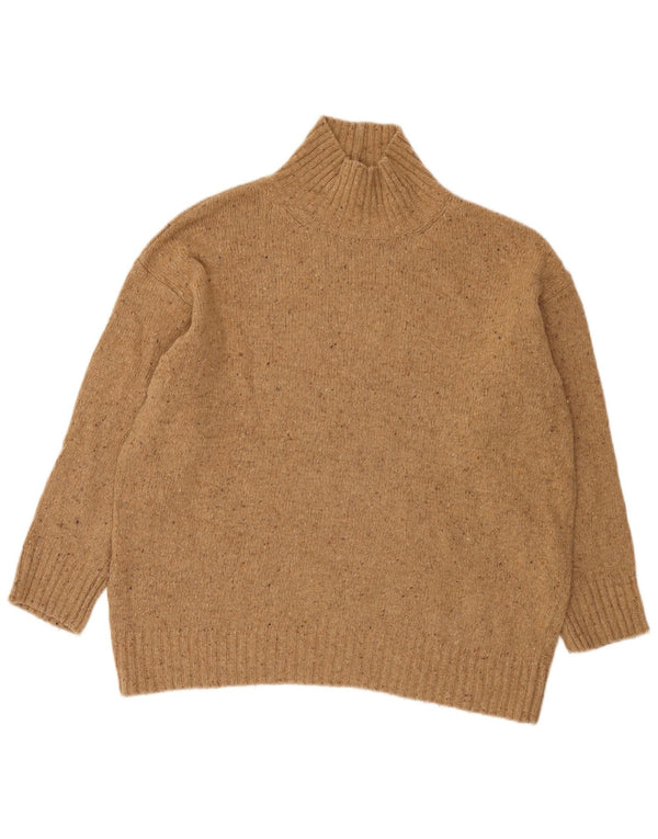 Zara Suéter feminino solto com gola tartaruga Reino Unido 14 grande marrom manchado