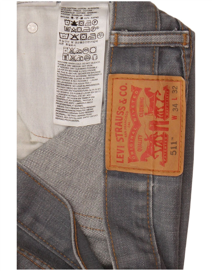 Calça Jeans Levis 511 Slim Masculina W34 L32 Cinza Algodão