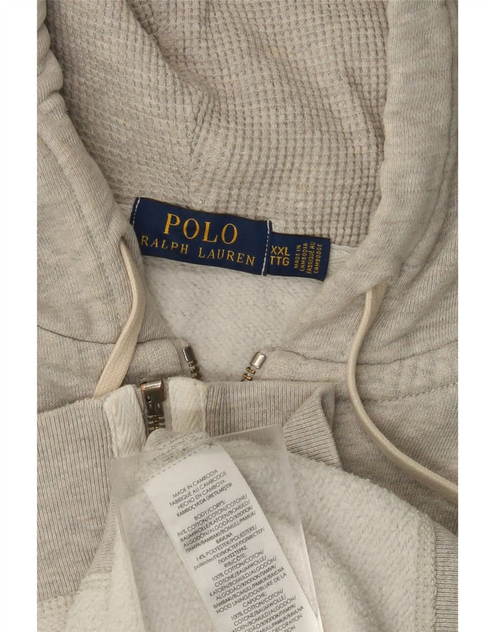 Suéter feminino POLO RALPH LAUREN com capuz e zíper grande Reino Unido 20 2XL cinza