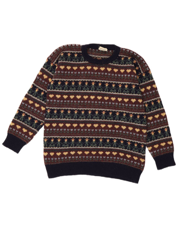 Vintage Womens Crew Neck Jumper Sweater UK 10 Small Multicoloured Geometric