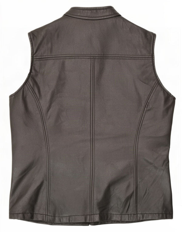 Colete feminino de couro sintético Marks & Spencer UK 12 PVC preto médio