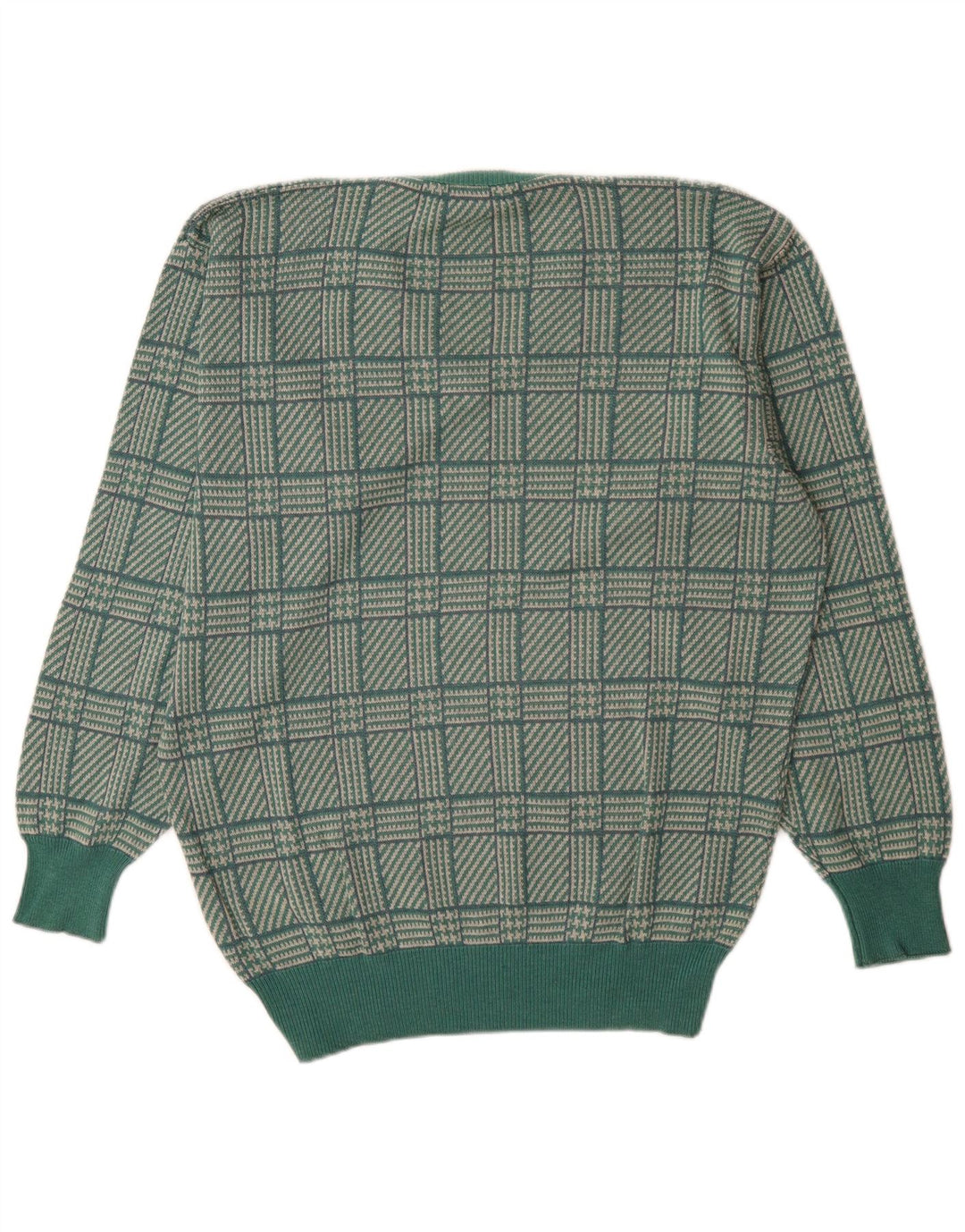 Suéter masculino St. Andrews com decote em V, grande, verde, houndstooth