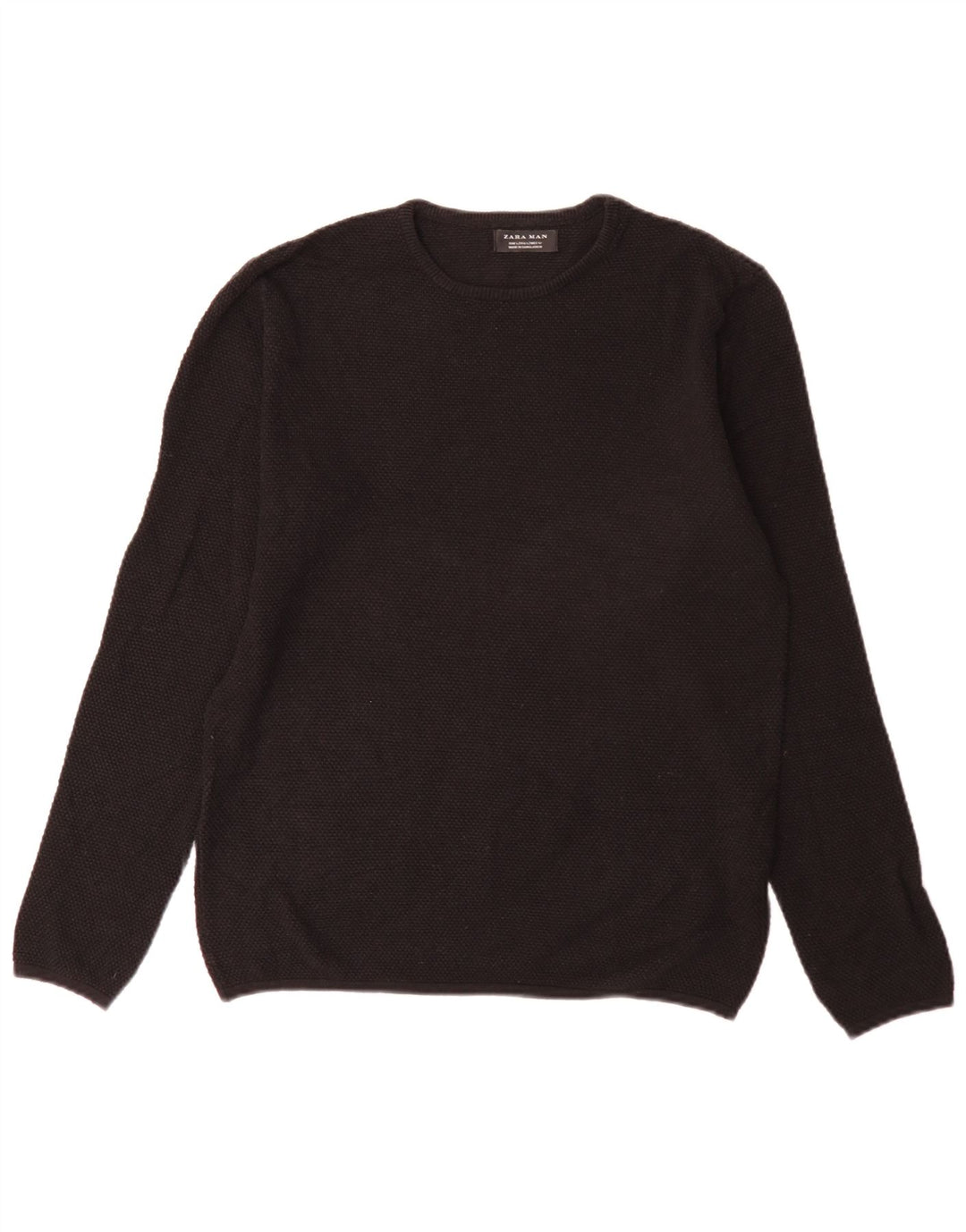 Suéter masculino Zara com gola redonda, grande algodão preto